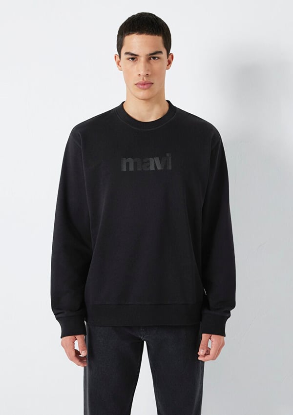 Mavi MAVİ BİSİKLET YAKA SWEATSHIRT  Siyah Siyah Erkek Sweatshirt