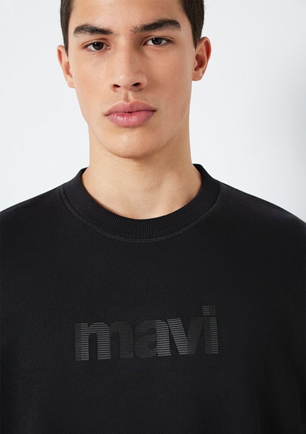 Mavi MAVİ BİSİKLET YAKA SWEATSHIRT  Siyah Siyah Erkek Sweatshirt