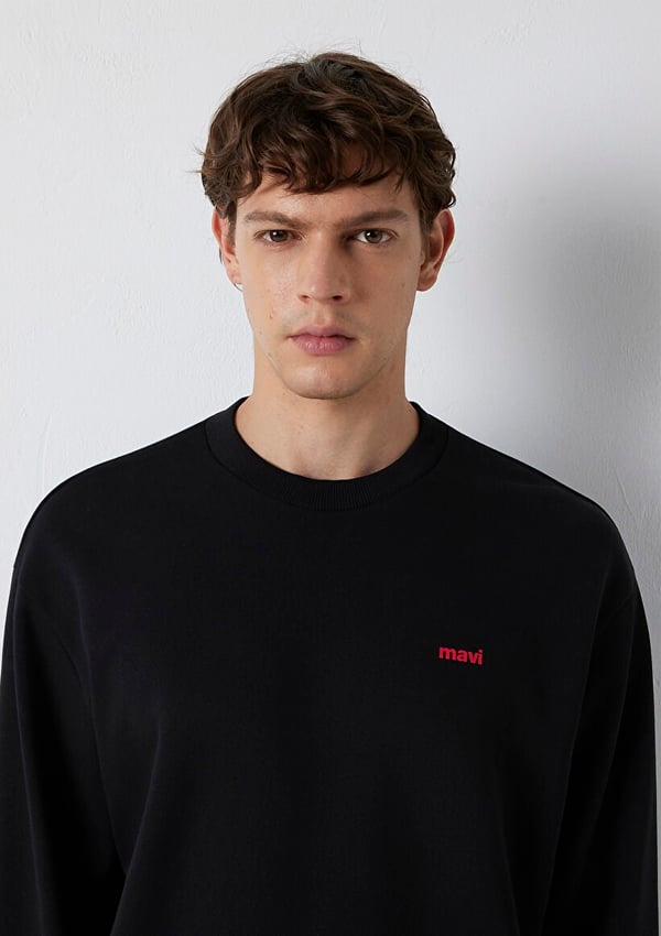Mavi MAVİ BİSİKLET YAKA SWEATSHIRT Siyah Siyah Erkek Sweatshirt