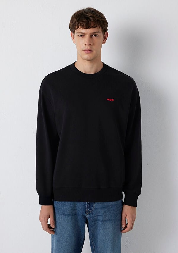 Mavi MAVİ BİSİKLET YAKA SWEATSHIRT Siyah Siyah Erkek Sweatshirt