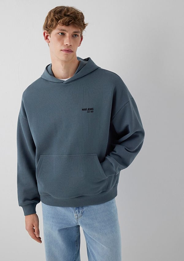 Mavi MAVİ JEANS KAPÜŞONLU SWEATSHIRT Koyu Deniz Gri Erkek Sweatshirt