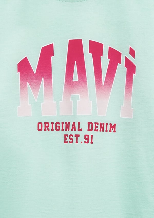 Mavi MAVi JENERiK LOGO BASKiLi TİŞÖRT ACik Tu Turkuaz Kız Çocuk T-Shirt