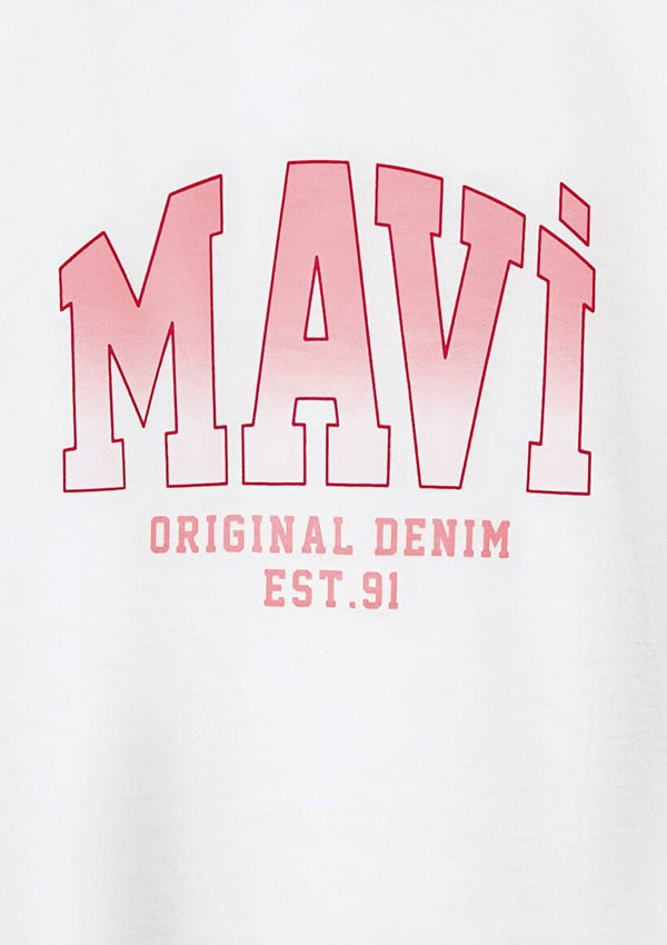 Mavi MAVİ JENERİK LOGO BASKILI TİŞÖRT Kırık B Beyaz Kız Çocuk T-Shirt