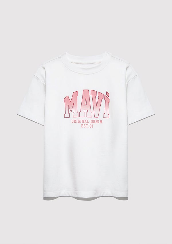 Mavi MAVİ JENERİK LOGO BASKILI TİŞÖRT Kırık B Beyaz Kız Çocuk T-Shirt