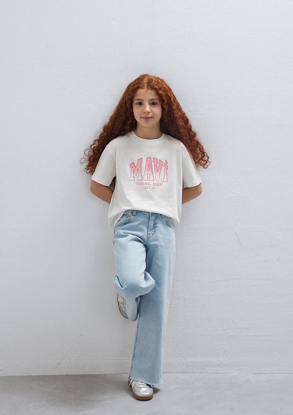 Mavi MAVİ JENERİK LOGO BASKILI TİŞÖRT Kırık B Beyaz Kız Çocuk T-Shirt