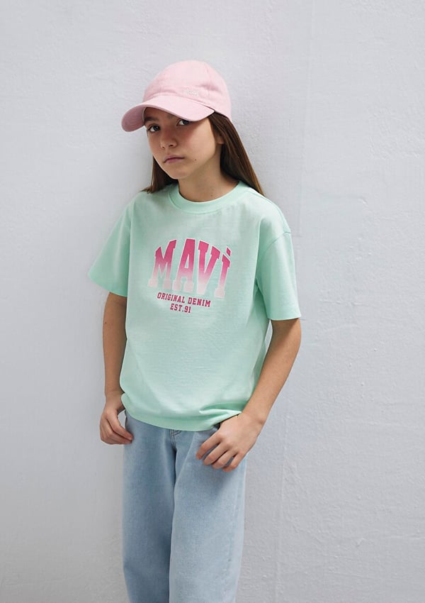 Mavi MAVi JENERiK LOGO BASKiLi TİŞÖRT ACik Tu Turkuaz Kız Çocuk T-Shirt
