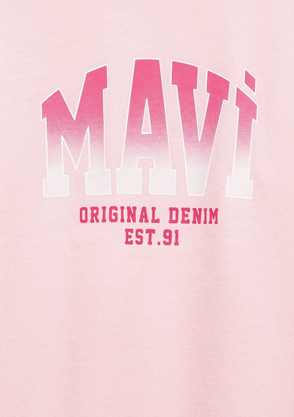 Mavi MAVİ JENERİK LOGO BASKILI TİŞÖRT Tatlı P Pembe Kız Çocuk T-Shirt