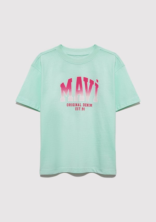 Mavi MAVi JENERiK LOGO BASKiLi TİŞÖRT ACik Tu Turkuaz Kız Çocuk T-Shirt