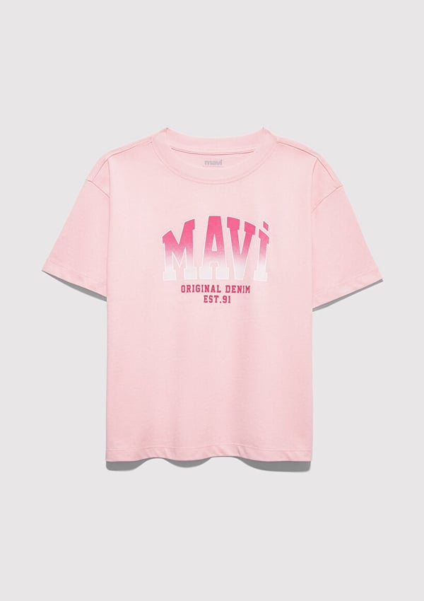 Mavi MAVİ JENERİK LOGO BASKILI TİŞÖRT Tatlı P Pembe Kız Çocuk T-Shirt