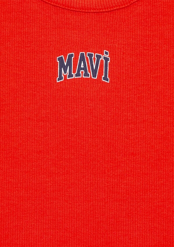 Mavi MAVİ LOGO BASKILI ATLET Canlı Kırmızı Kırmızı Kız Çocuk Atlet
