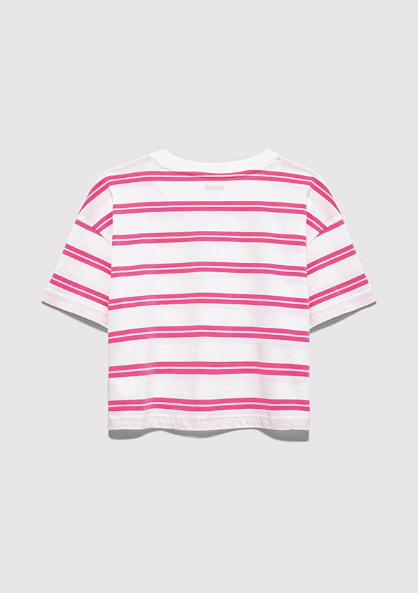 Mavi MAVI LOGO BASKILI ÇİZGİLİ CROP Gri Kız Çocuk T-Shirt