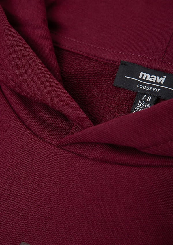 Mavi MAVI LOGO BASKILI KAPSONLU SWEATSHIRT Koyu Bordo Lacivert Erkek Çocuk Sweatshirt