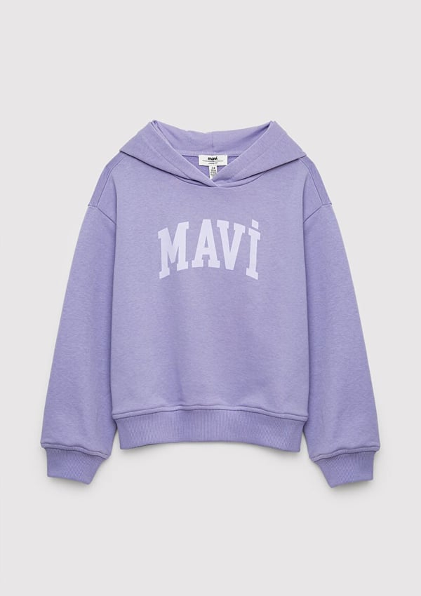 Mavi MAVİ LOGO BASKILI KAPŞONLU SWEATSHIRT Antrasit Kız Çocuk Sweatshirt