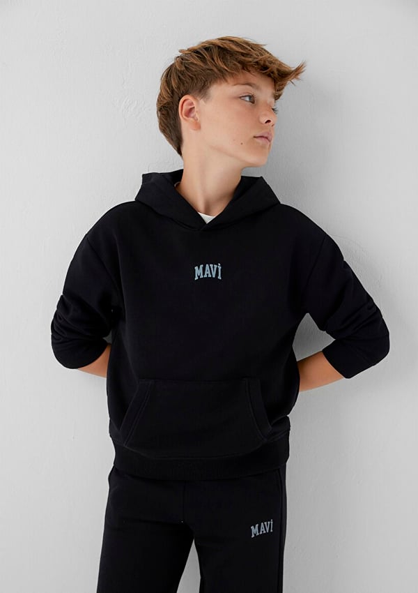 Mavi MAVİ LOGO BASKILI KAPÜŞONLU SWEATSHIRT Siyah Siyah Erkek Çocuk Sweatshirt