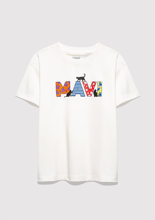 Mavi MAVİ LOGO BASKILI TİŞÖRT Kırık Beyaz Kırık Beyaz Kız Çocuk T-Shirt