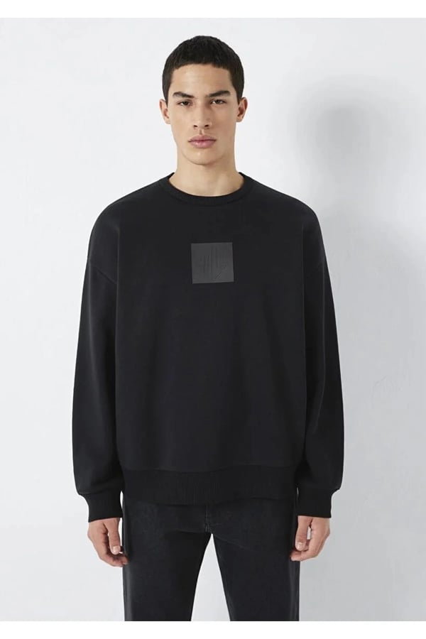 Mavi MAVİ LOGO BİSİKLET YAKA SWEATSHiRT Siyah Siyah Erkek T-Shirt