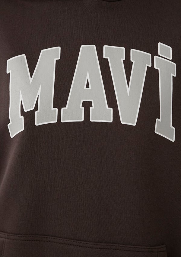 Mavi MAVI LOGO KAPÜSONLU SWEATSHIRT Black Coffe Kahverengi Kadın Sweatshirt