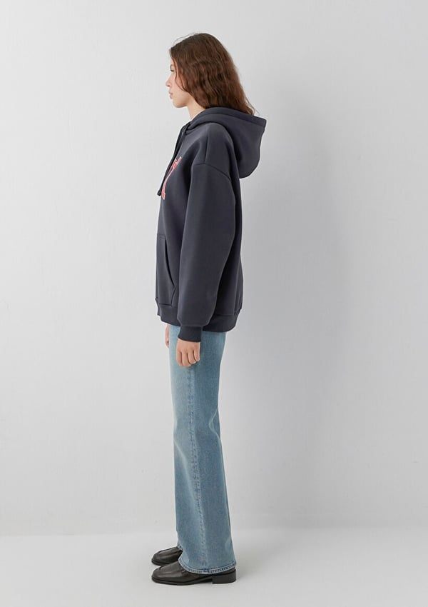 Mavi MAVI LOGO KAPÜSONLU SWEATSHIRT Kuzgun Antrasit Kadın Sweatshirt