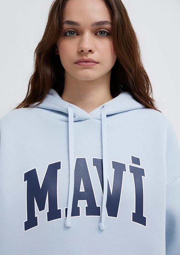 Mavi MAVİ LOGO KAPÜŞONLU SWEATSHIRT Uçuk Mavi Açık Mavi Kadın Sweatshirt