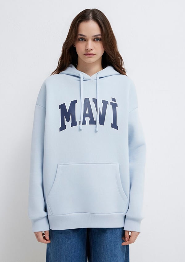 Mavi MAVİ LOGO KAPÜŞONLU SWEATSHIRT Uçuk Mavi Açık Mavi Kadın Sweatshirt