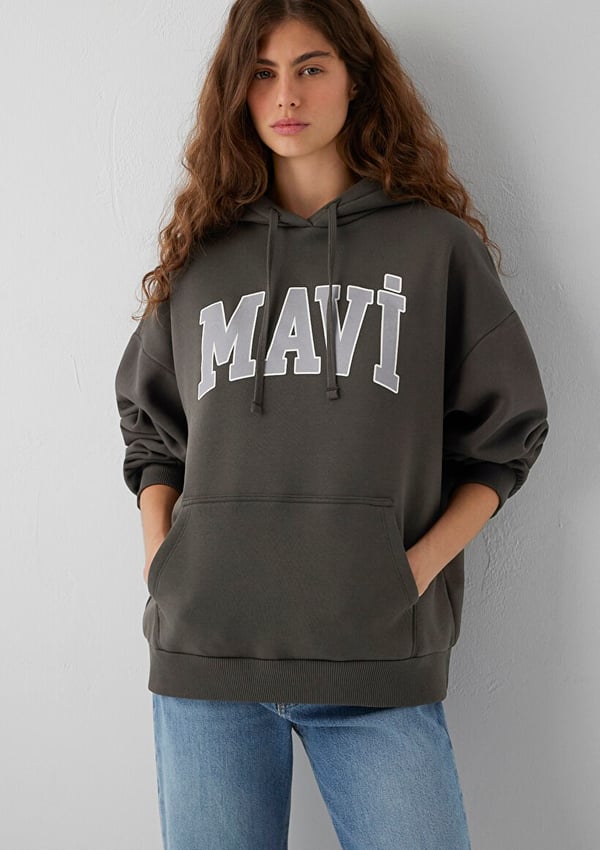Mavi MAVİ LOGO KAPÜŞONLU SWEATSHIRT Yosun Yeşili Haki Kadın Sweatshirt