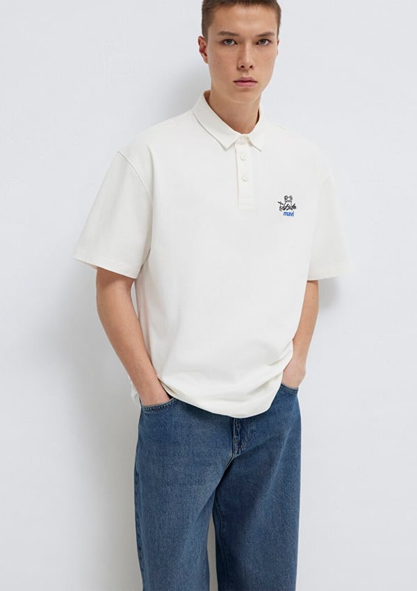 Mavi MAVİ LOGO POLO TİŞÖRT Kırık Beyaz Kırık Beyaz Erkek T-Shirt