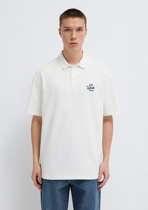 Mavi MAVİ LOGO POLO TİŞÖRT Kırık Beyaz Kırık Beyaz Erkek T-Shirt