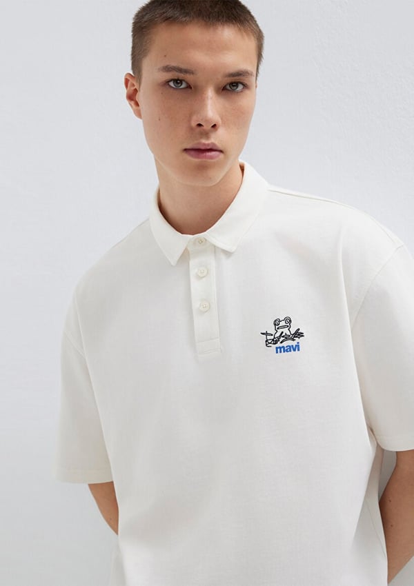 Mavi MAVİ LOGO POLO TİŞÖRT Kırık Beyaz Kırık Beyaz Erkek T-Shirt