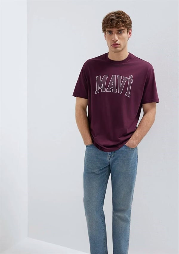 Mavi MAVi LOGO TİŞÖRT Sarap Bordo Mor Erkek T-Shirt
