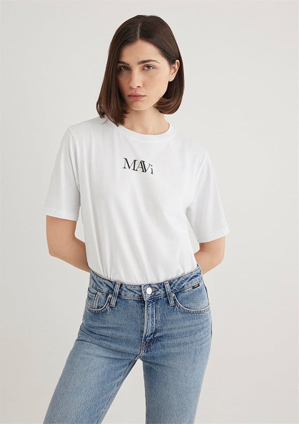 Mavi MAVI LOGO TSHIRT Beyaz Beyaz Kadın T-Shirt