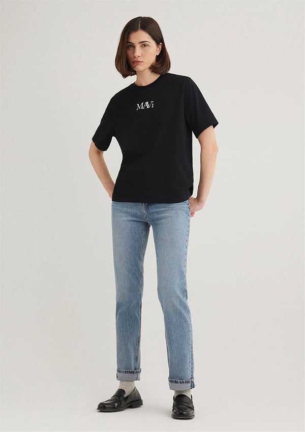 Mavi MAVI LOGO TSHIRT Siyah Siyah Kadın T-Shirt