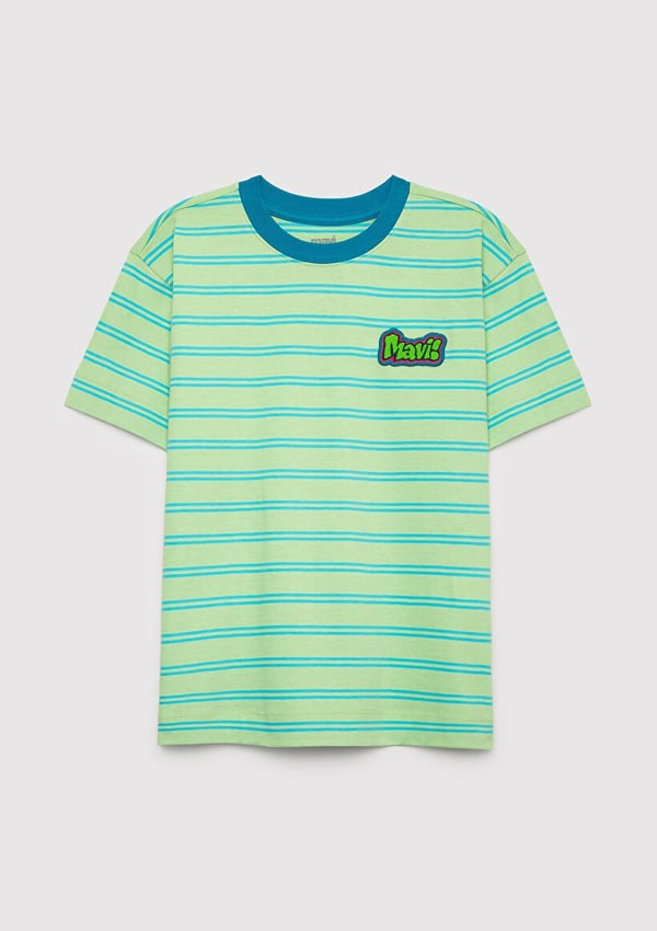 Mavi MAVİ STİCKER BASKILI ÇİZGİLİ TİŞÖRT ARCA Yeşil Erkek Çocuk T-Shirt