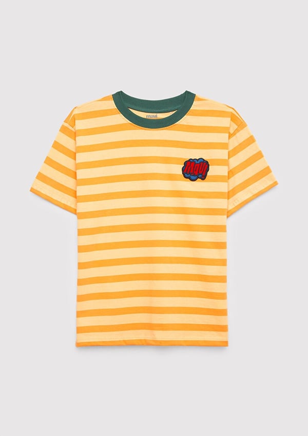 Mavi MAVİ STİCKER BASKILI ÇİZGİLİ TİŞÖRT Crea Turuncu Erkek Çocuk T-Shirt