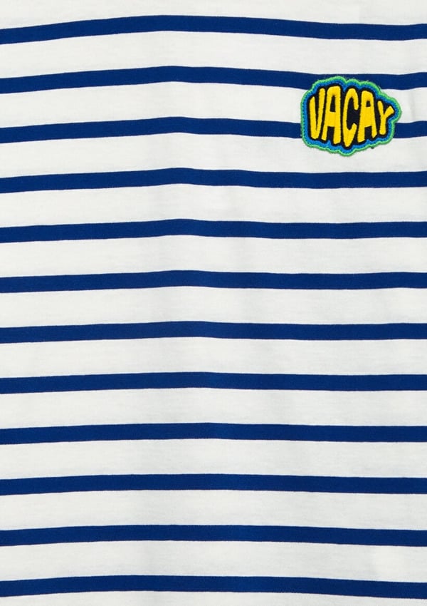 Mavi MAVİ STİCKER BASKILI ÇİZGİLİ TİŞÖRT Maza Mavi Erkek Çocuk T-Shirt
