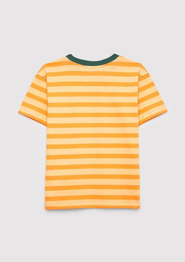 Mavi MAVİ STİCKER BASKILI ÇİZGİLİ TİŞÖRT Crea Turuncu Erkek Çocuk T-Shirt