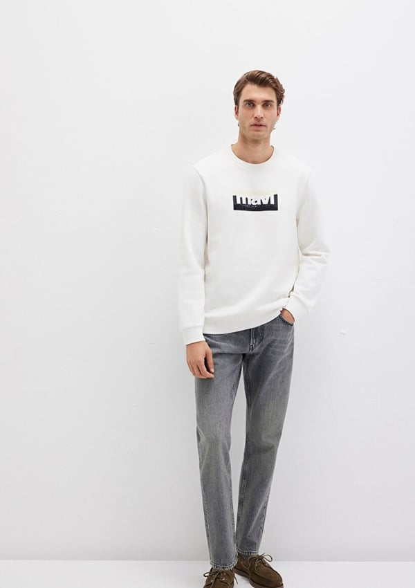 Mavi MAVi SWEATSHiRT Kirik Beyaz Beyaz Erkek Sweatshirt