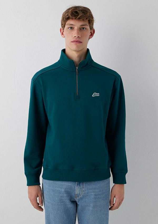 Mavi MAVİ YARIM FERMUARLI SWEATSHIRT Dark Sea Yeşil Erkek Sweatshirt