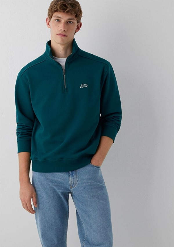 Mavi MAVİ YARIM FERMUARLI SWEATSHIRT Dark Sea Yeşil Erkek Sweatshirt