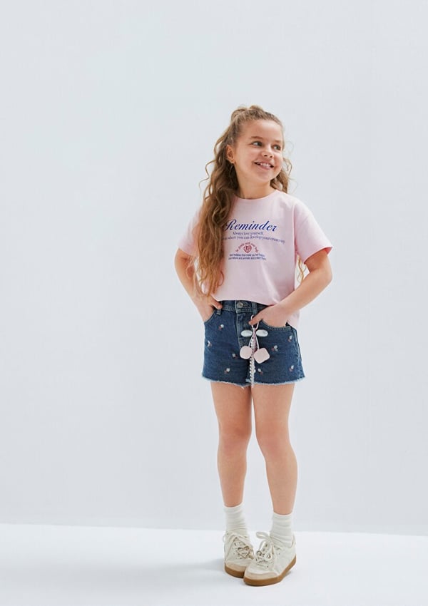 Mavi MELORA Mid Flower  Embroidery Denim Denim Kız Çocuk Şort