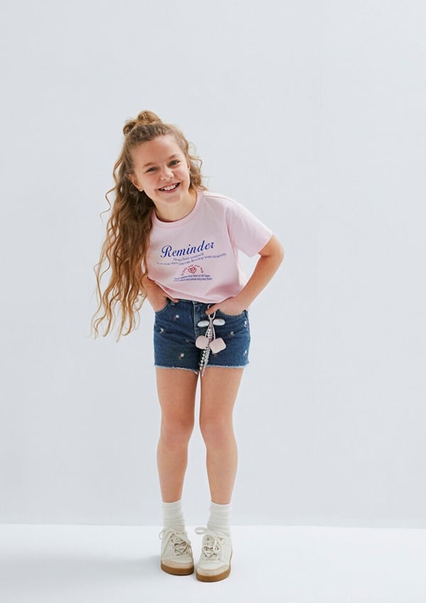 Mavi MELORA Mid Flower  Embroidery Denim Denim Kız Çocuk Şort