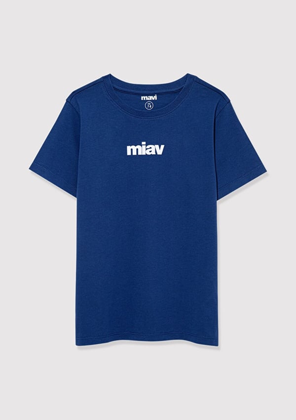 Mavi MİAV BASKILI TİŞÖRT Koyu Saks Mavi Lacivert Erkek Çocuk T-Shirt