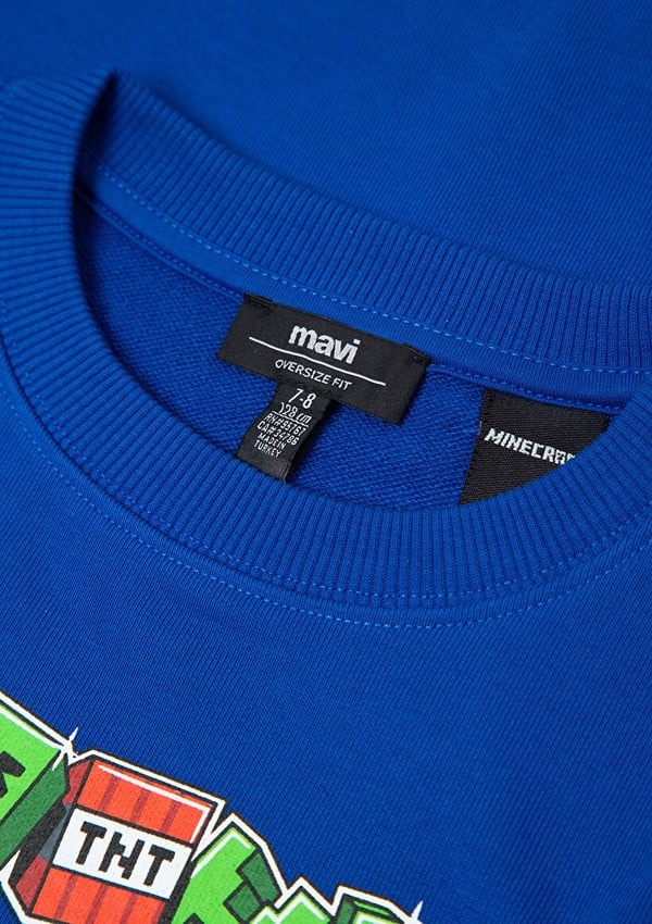 Mavi MINECRAFT BASKILI SWEATSHIRT Saks Mavi Saks Erkek Çocuk Sweatshirt