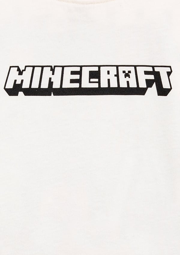 Mavi MINECRAFT BASKILI TİŞÖRT Kırık Beyaz Kırık Beyaz Erkek Çocuk T-Shirt
