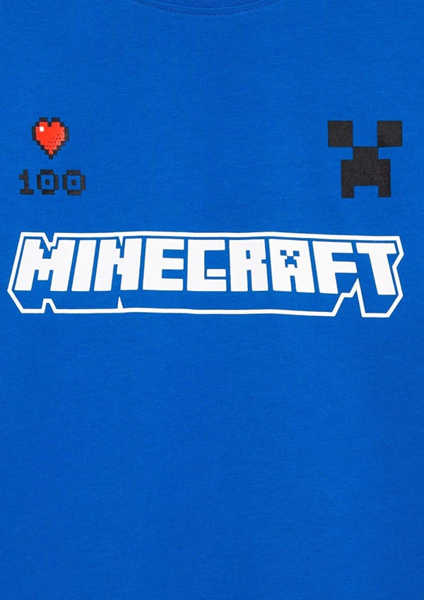 Mavi MINECRAFT BASKILI TİŞÖRT Koyu Gök Mavi Lacivert Erkek Çocuk T-Shirt