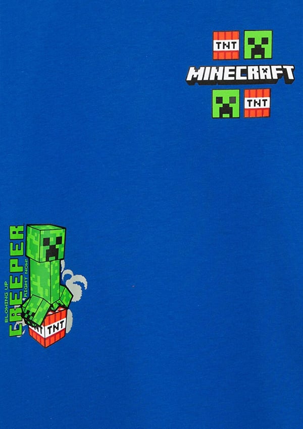 Mavi MINECRAFT BASKILI TİŞÖRT Saks Mavi Saks Erkek Çocuk T-Shirt