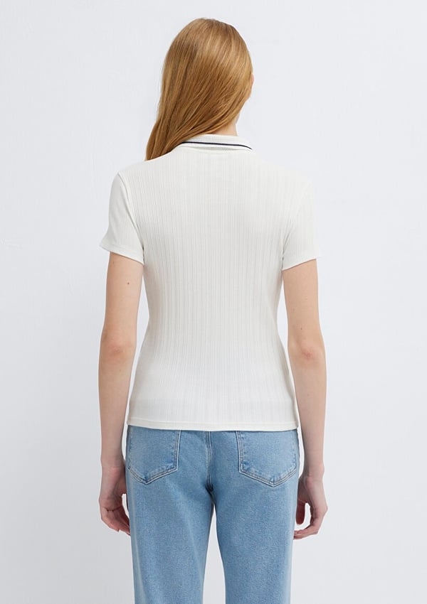 Mavi MODELLİ POLO TİŞÖRT Kırık Beyaz Kırık Beyaz Kadın T-Shirt