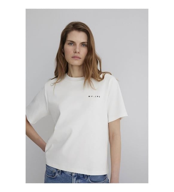 Mavi MV BASKiLi TİŞÖRT Hindistan Cevizi Beyaz Kadın T-Shirt