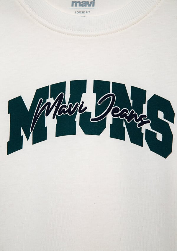 Mavi MVJNS BASKILI LOGO TİŞÖRT Kırık Beyaz Kırık Beyaz Erkek Çocuk T-Shirt