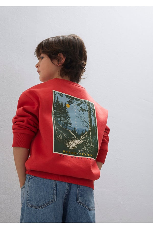 Mavi NATURE ROAMS ON BASKILI SWEATSHIRT Chrys Kırmızı Erkek Çocuk Sweatshirt