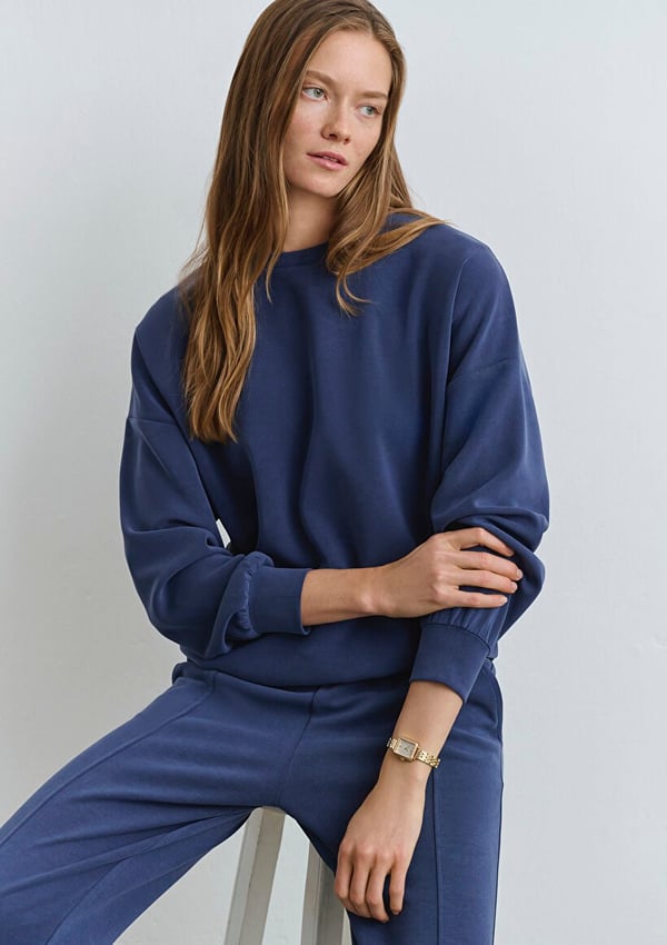 Mavi OVERSiZE SWEATSHiRT Derin Mavi Gri Kadın Sweatshirt